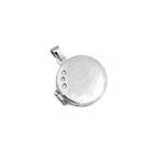 Srebrna, okrągła zawieszka typu puzderko.