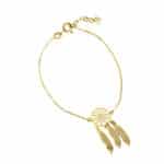 Srebrna bransoletka typu celebrytka z motywem łapacza snów. Kolor pozłacany.