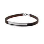 Męska skórzana bransoleta z blaszką. Kolor brązowy.