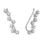 srebrne kolczyki nausznice w kształcie fali z cyrkoniami oprawianymi w łapki