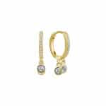 Srebrne kolczyki kółeczka z cyrkoniami. Kolor pozłacany.