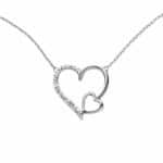 Srebrny naszyjnik typu celebrytka z motywem dwóch pustych serc.
