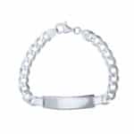 Srebrna bransoleta męska typu pancerka z blaszką.