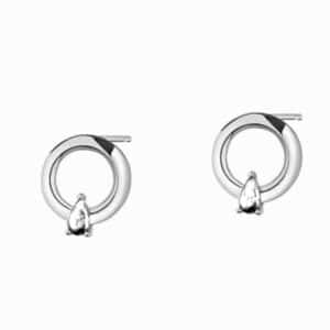 Srebrne kolczyki typu sztyft w kształcie koła z cyrkonią.