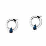 Srebrne kolczyki typu sztyft w kształcie koła z cyrkonią.