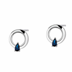 Srebrne kolczyki typu sztyft w kształcie koła z cyrkonią.