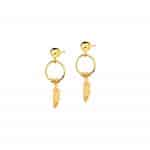 kolczyki koła z wiszącym piórkiem