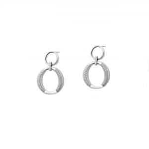 kolczyki wiszące owal połączony z kółkiem ozdobione cyrkoniami