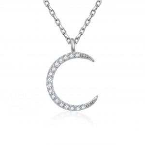 srebrny naszjnik z zawieszką w kształcie półksiężyca zawieszoną na łańcuszku typu ankier