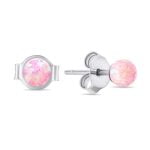 srebrne kolczyki w kształcie kulek z różowego opala