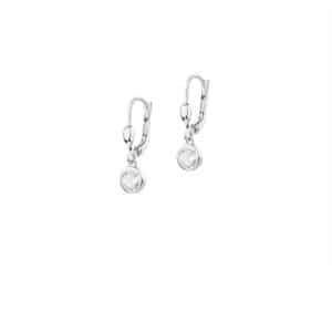 srebrne kolczyki na zapięciu typu bigiel angielski z wiszącym kryszłałkiem Swarovskiego w oprawie srebrnej